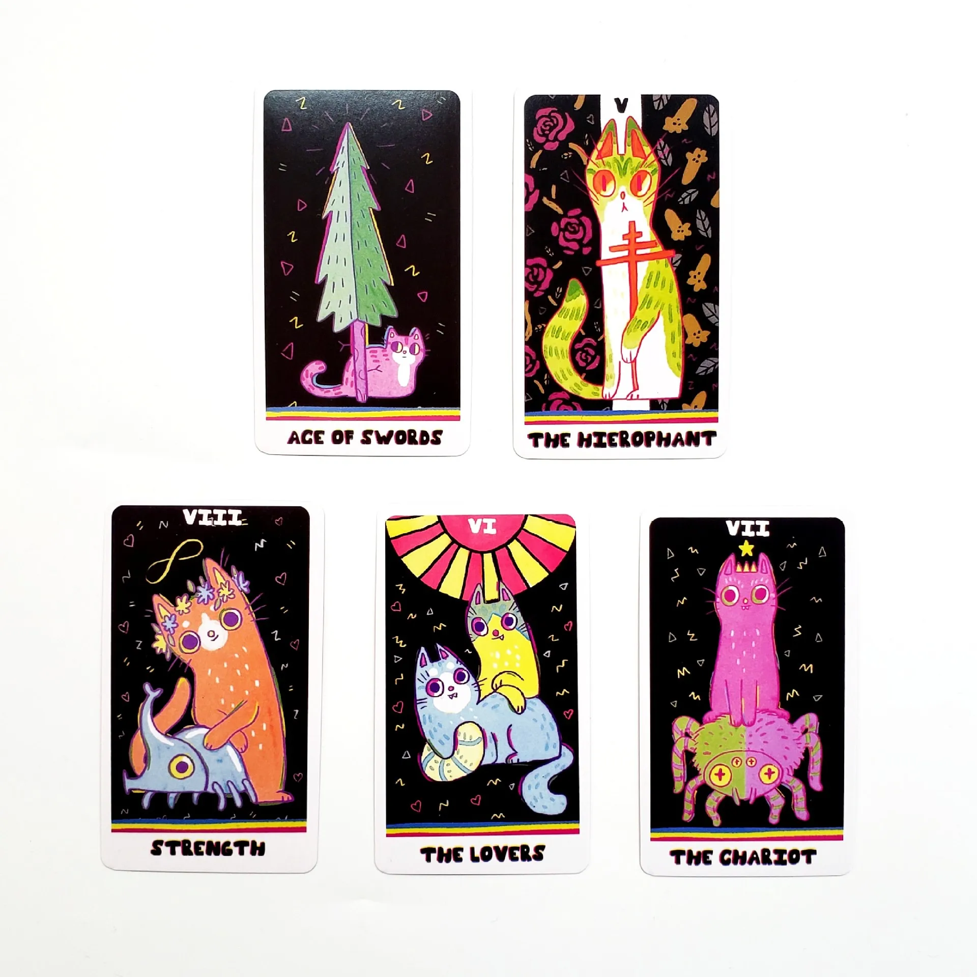 The Weird Cat Tarot Deck Multiplayer Party Fortune Telling Board Game High Quality Prophecy Cards With E-Guide Book