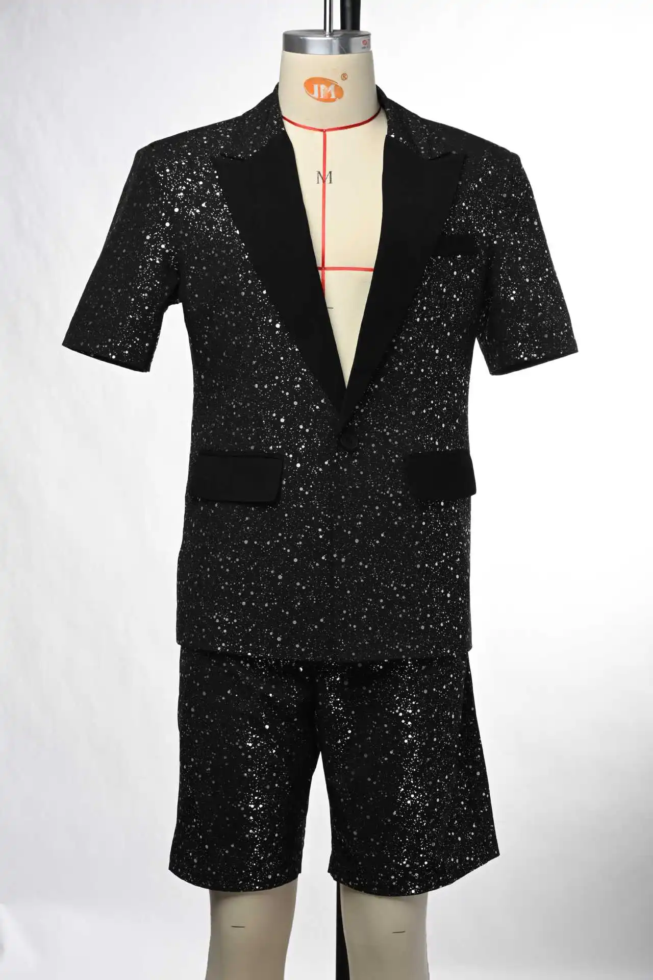 Men's Summer Two-piece Suit Set Featuring A Black Short-sleeve Jacket and Shorts, Perfect for Weddings/Parties/Travel/Vacations.