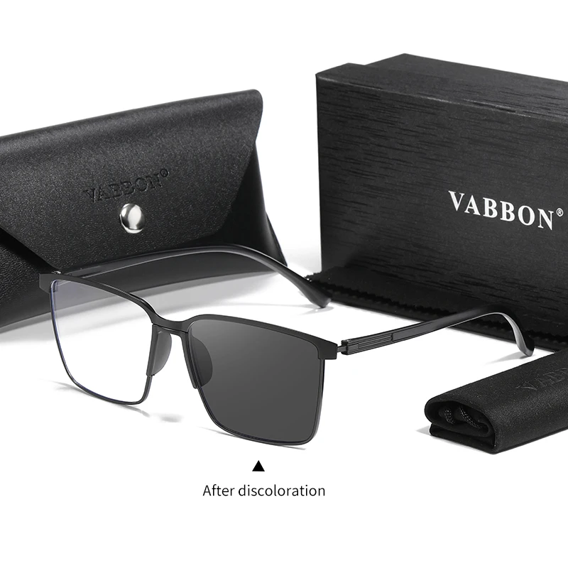 

Vabbon New Anti-Blue Light Photochromic Sunglasses Men Fashion Trend Outdoor Browline Frame Retro Driving Fishing Glasses,Premium Gift 9373
