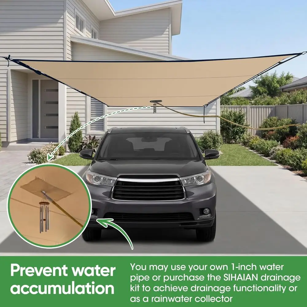 10'x13' Waterproof Double-Rope 500D UV Block Sunshade Sail for Backyards, Patios, and Gardens - Beige - view 5