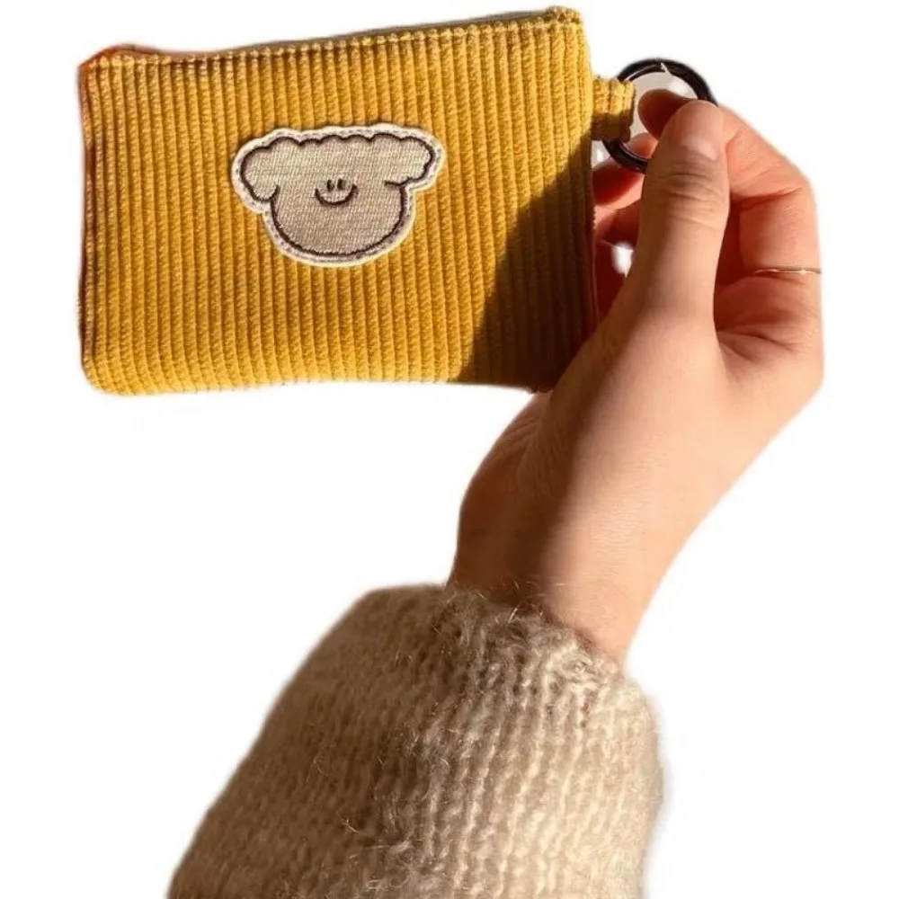 

Cute Corduroy Fashion Corduroy Coin Purse Mini Wear Resistant Fashion Waffle Zippered Bag Soft Corduroy Zero Wallet