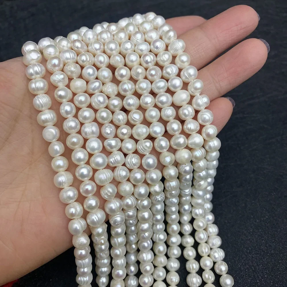 1 Strands Nearly Round Natural Freshwater Pearl Loose Beads Strand 2-10 Mm Size DIY Making Necklace Bracelet Earrings Accessions