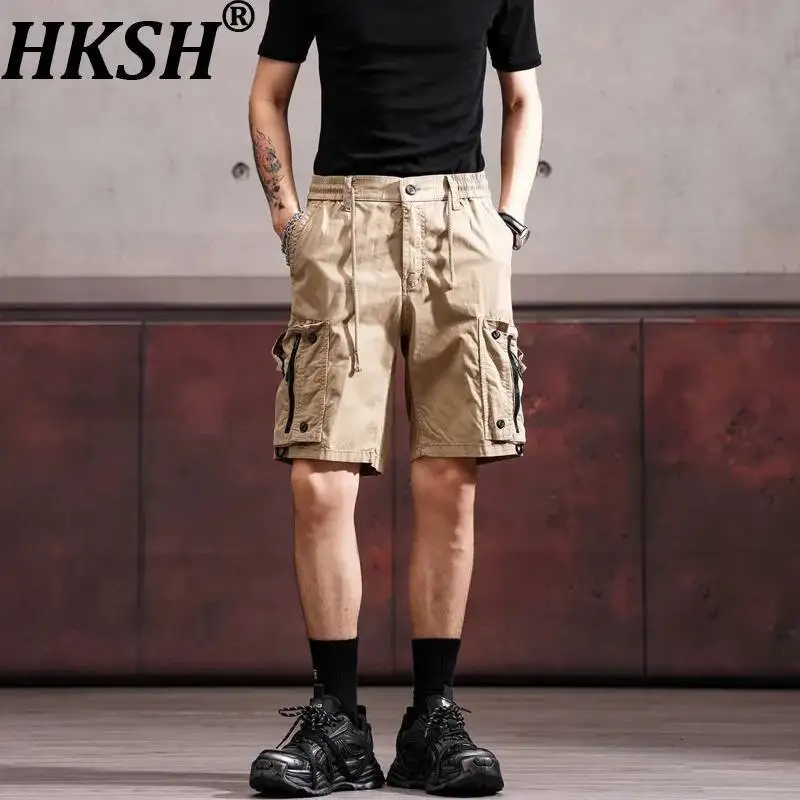 

HKSH American Heavy Vintage Khaki Trendy Shorts Versatile Summer New Men's Tide Safari Style Sports Cotton Casual Capris HK23710