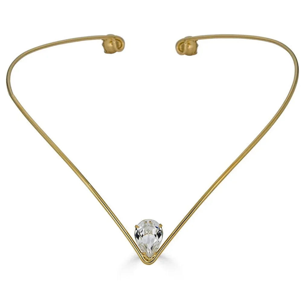 Fashion V Shape Forehead Headband Bohemian Bridal Hair Accessories Simple Water Drop Rhinestone Head Chain Wedding for Women