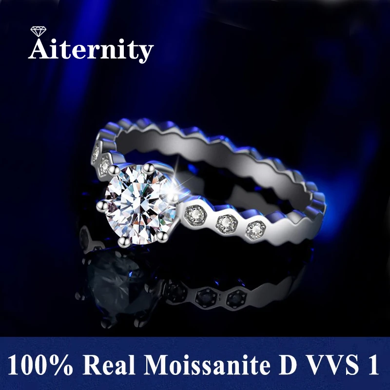 

Кольцо из 100% настоящего муассанита D VVS1 с бриллиантовой тестовой ручкой, регулируемый размер S925, серебро, сертификат GRA, обручальные кольца для женщин