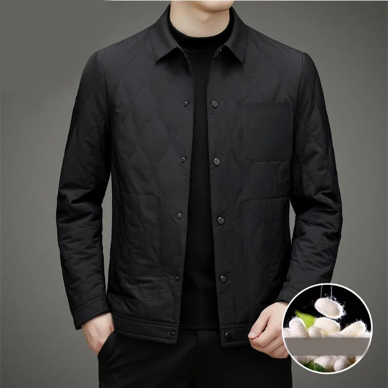 

Autumn and Winter Light and Thin Cotton Clothes for Men's Father's Coat Middle-aged and Elderly Business Casual Lapel