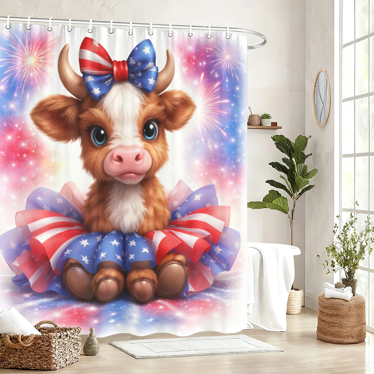 

Patriotic Themed Polyester Shower Curtain - Festive 4th of July Themed Bathroom Decor with Fun & Vivid Prints