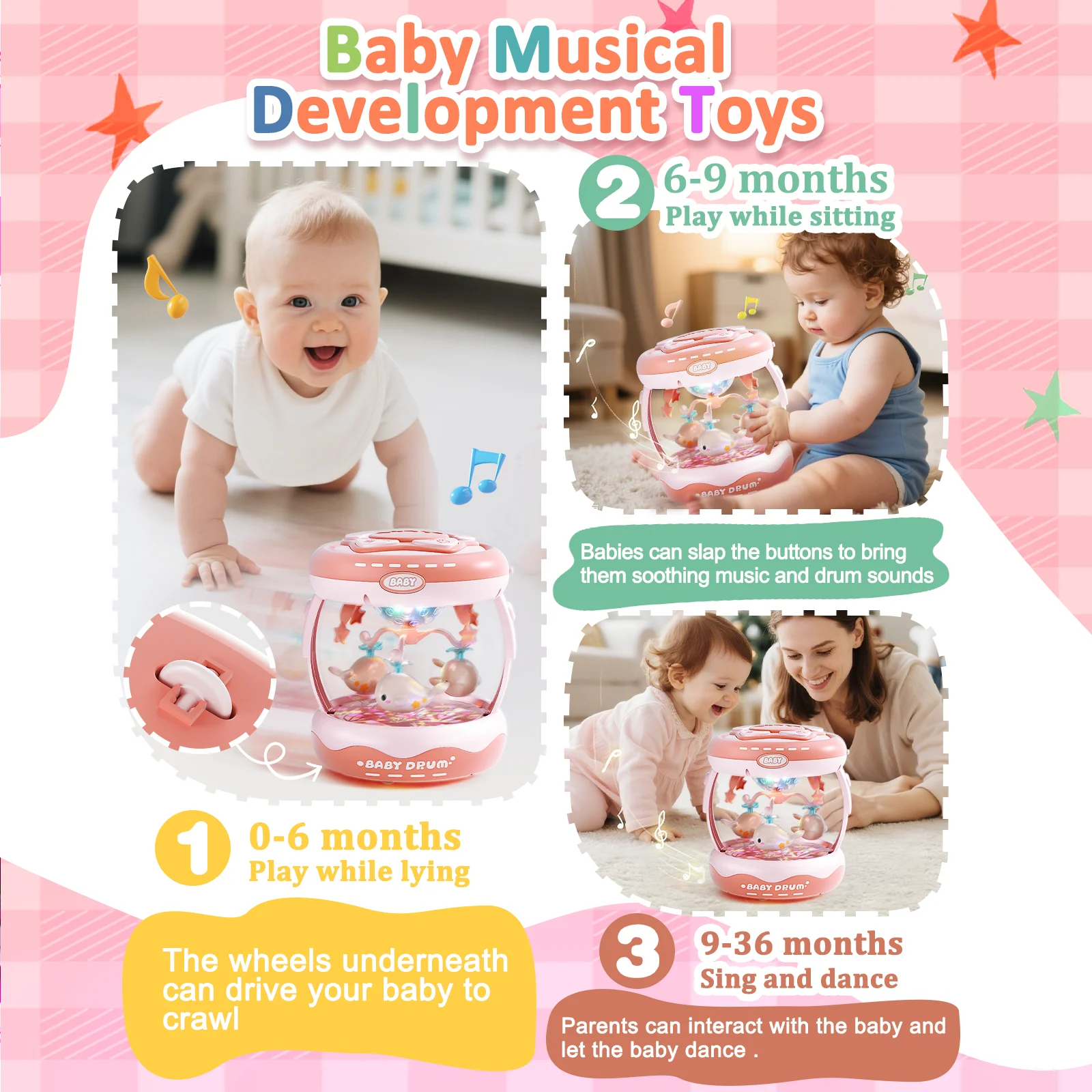 ألعاب موسيقية مضيئة للأطفال من عمر 6 إلى 12 شهرًا، ألعاب دوارة لزحف البطن للأطفال الصغار من عمر 12 إلى 18 شهرًا، ألعاب تعلم الطفل المبكر #6