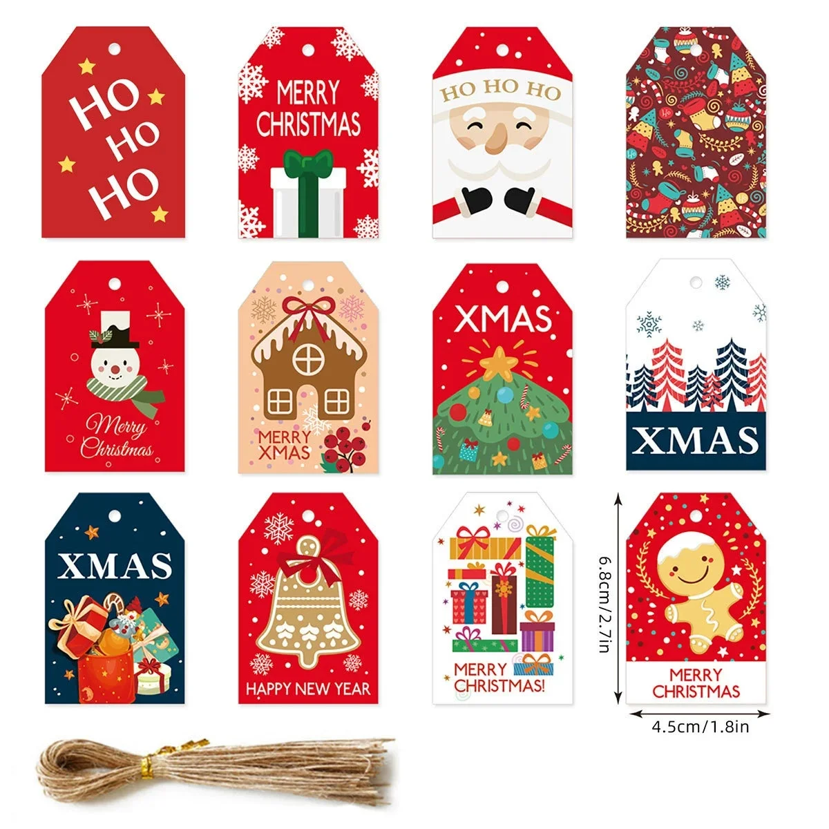 48/96PCS Merry Christmas Tags DIY Handmade Gift Wrapping Paper Labels Xmas New Year Gift Wrapping Decor Gift Card Tree Hang Tags