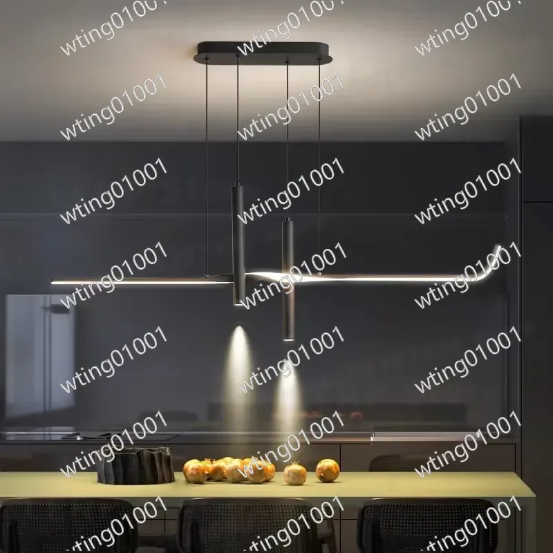 for Modern Minimalist Linear LED Chandelier with Integrated Spotlights Sleek Pendant Lighting Fixture for Dining Room Kitchen