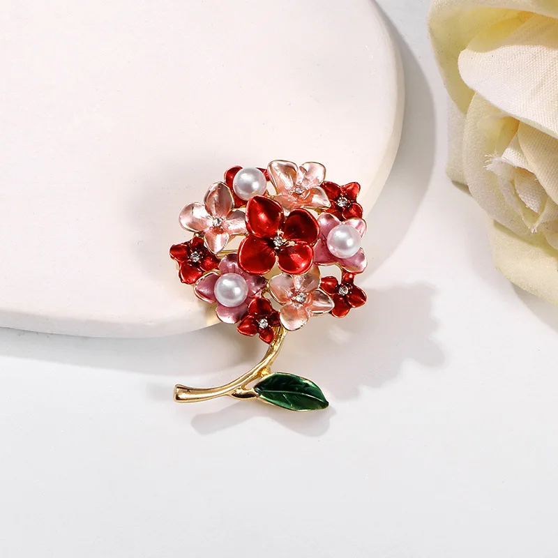 여성 남성 패션 절묘한 꽃 에나멜 배지 핀, 우아한 유니섹스 파티 웨딩 꽃 식물 물방울 오일 브로치 액세서리