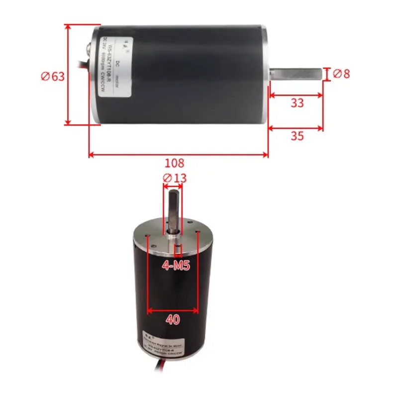 63ZYT108 DC 12V 24V 2000/3000/4000/6000RPM Carbon Brush Motor DIY Electric Tools High torque DC engine