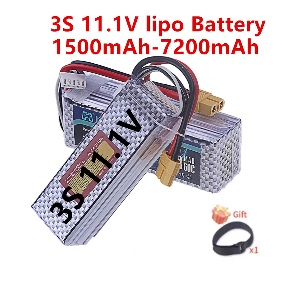 11.1v 1500mAh 2200mAh 2800mAh 3000mAh 3300mAh 6000mAh 60C LiPo Battery T Plug for Rc Car Drone Airplane 3S Battery For RC Toys