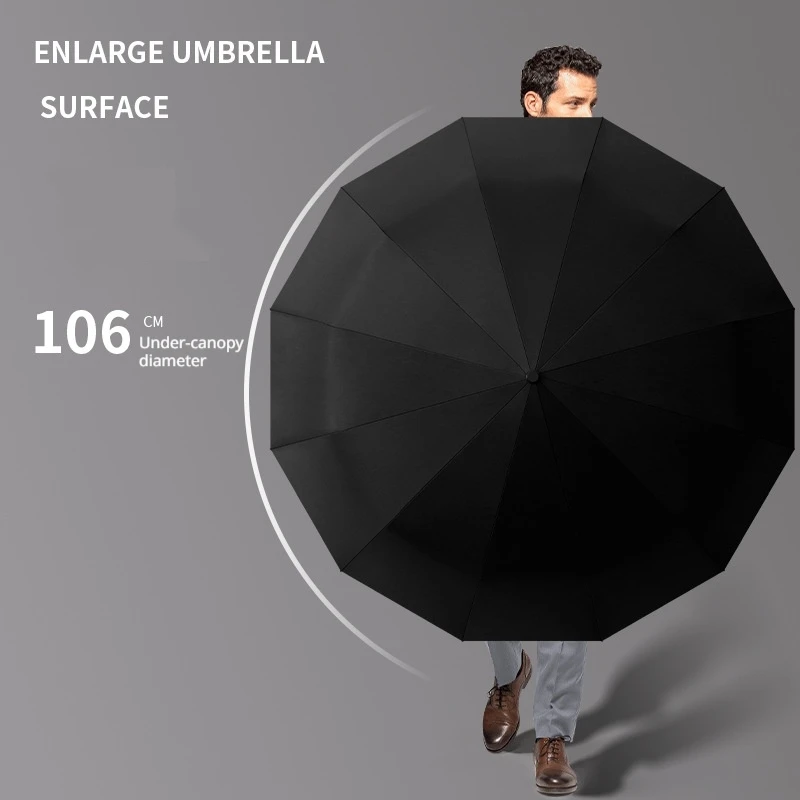 High-End Business Solid Wood Handle Umbrella Fully Automatic Folding Sunshade Sun Protection for Elegant Weather Conditioning