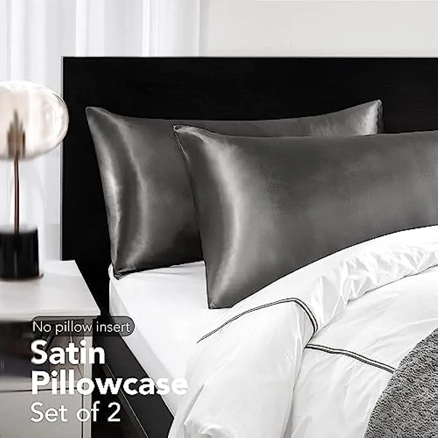 2pcs Satin Silk Pillowcase for Hair and Skin, Coral Pillow Cases Standard Size Set of   Super Soft Pillow Case - view 3