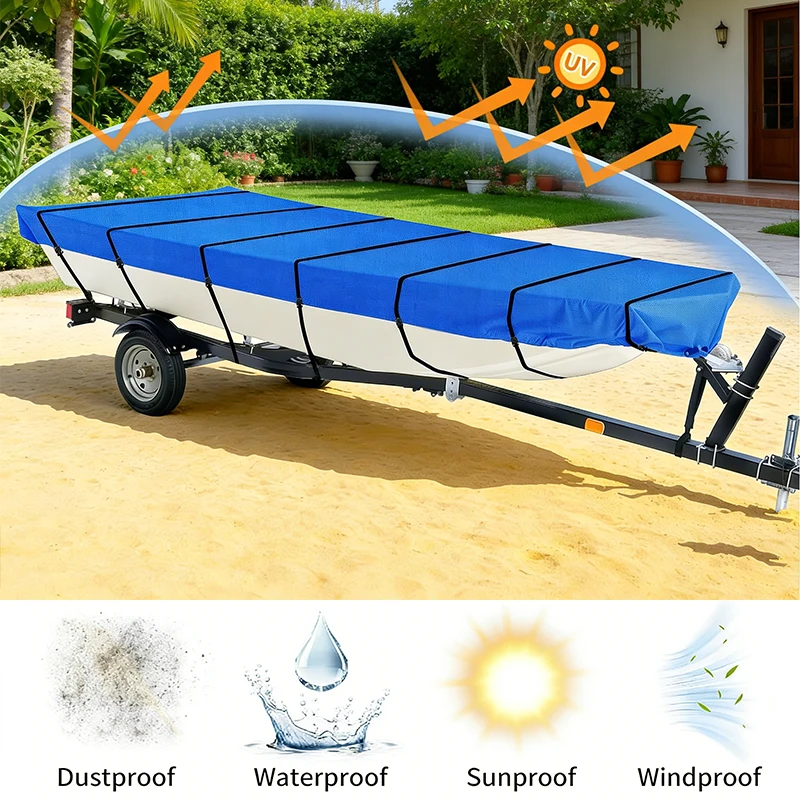 Customized Color 600D Oxford Cloth Breathable Waterproof UV Protection Boat Cover for 18-20ft Boats