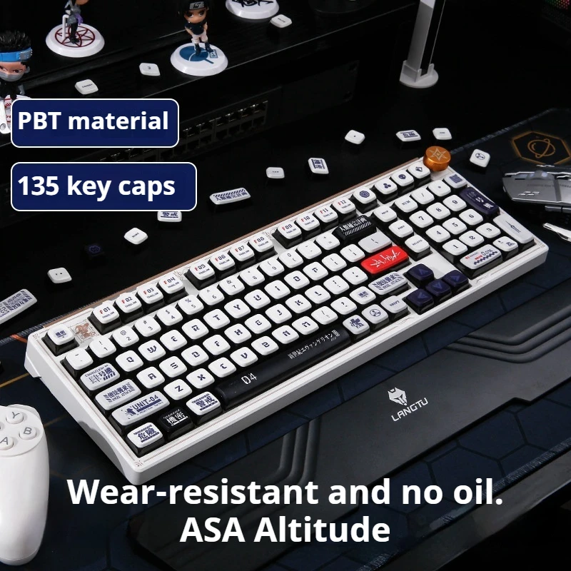 New Asa Height Pbt Material Keycaps 130 Pieces Five Sided Heat Sublimation Suitable For Cross Axis Mechanical Keyboard Keycaps