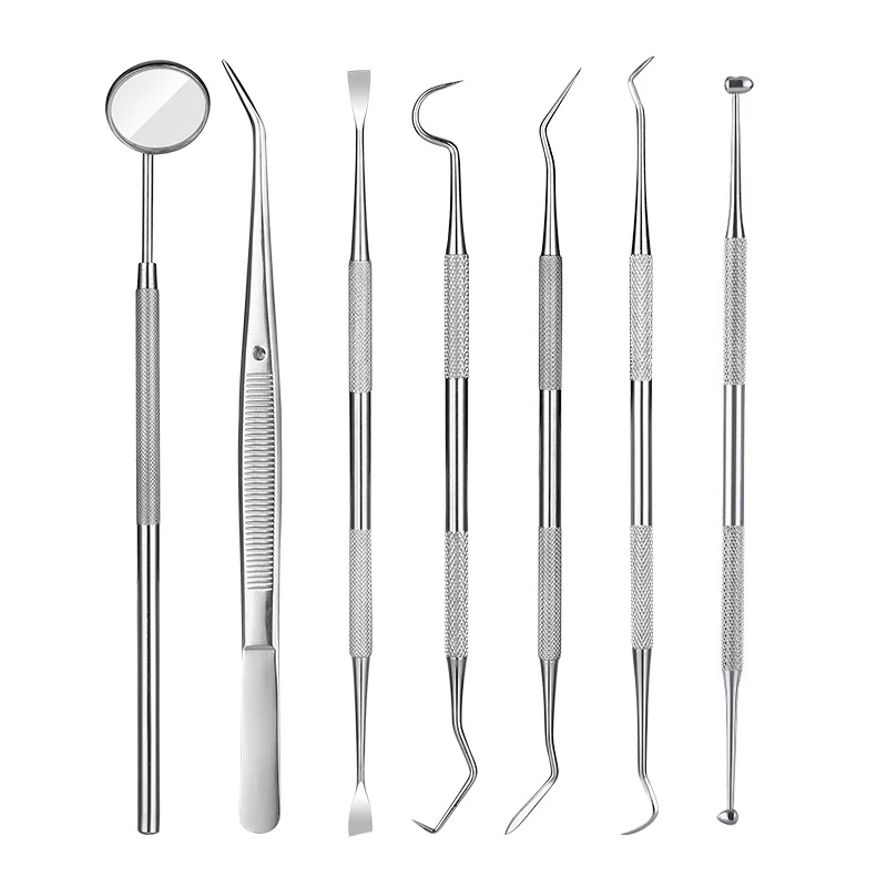 1PCS Stainless Steel Dentist Clean Tools Dental Mirror Double Probe Sickle /Hoe Tooth Cleaner Dental Tool Products Oral Care Kit