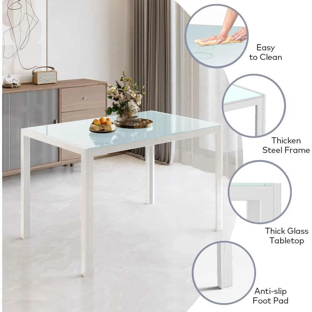 Dining Table Sets for 6, 7 Piece Kitchen Table and Chairs Set for 6 Person, PU Leather Modern Dining Room Sets