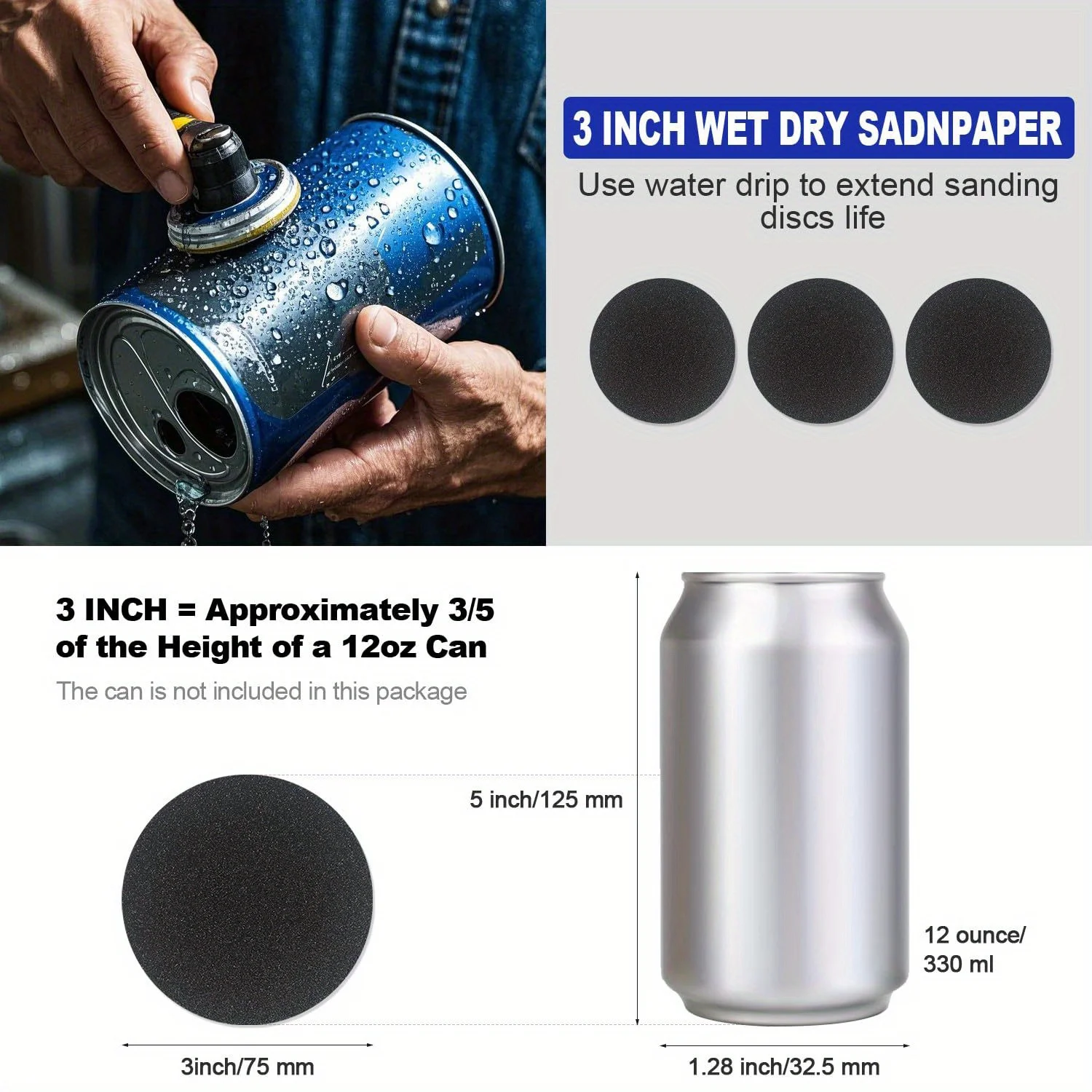 133pcs Sanding Discs and Polishing Attachment Kit, 3-Inch Wet Dry Headlight Repair Set, Advanced Water Sandpaper, Latex Paper, M