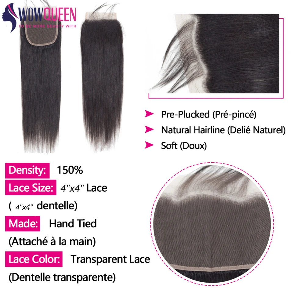 22 24 26 Inch Human Hair Bundles with Closure Straight Bundles Human Hair With 4x4 Closure 100% Unprocessed Raw Hair Bundles