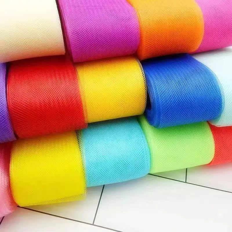 2/3/4/6/8/10cm Width Elastic Webbing Mesh Braid Polyester Mesh Fabric Flat Plain Crin Ribbon for Crafts Women Diy Hat Multicolor