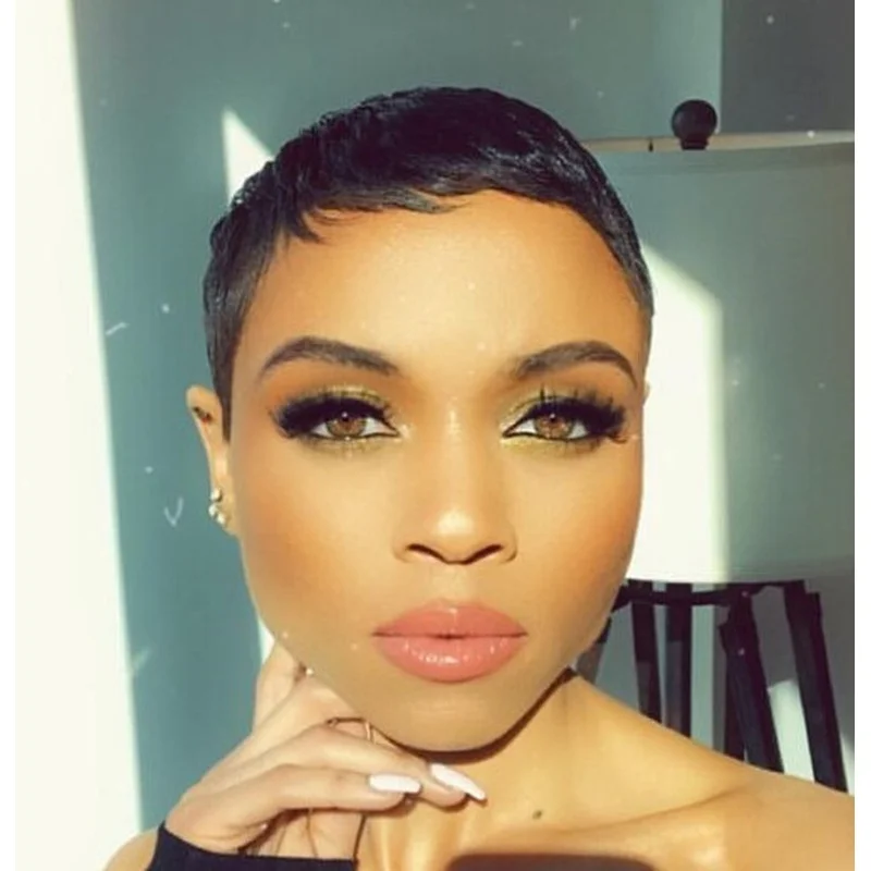 Short Hair Wigs for Women Soft Black Pixie Cut Wig