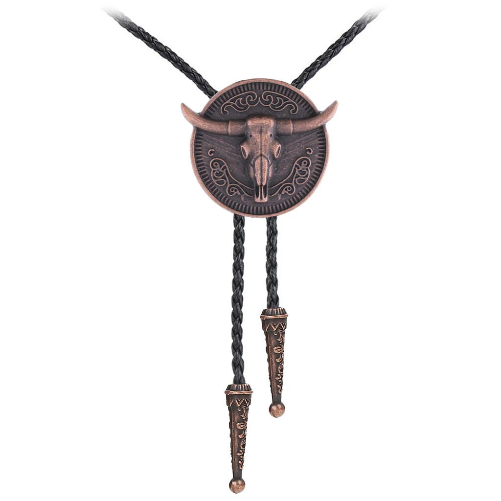 Long horn bull head bolo tie