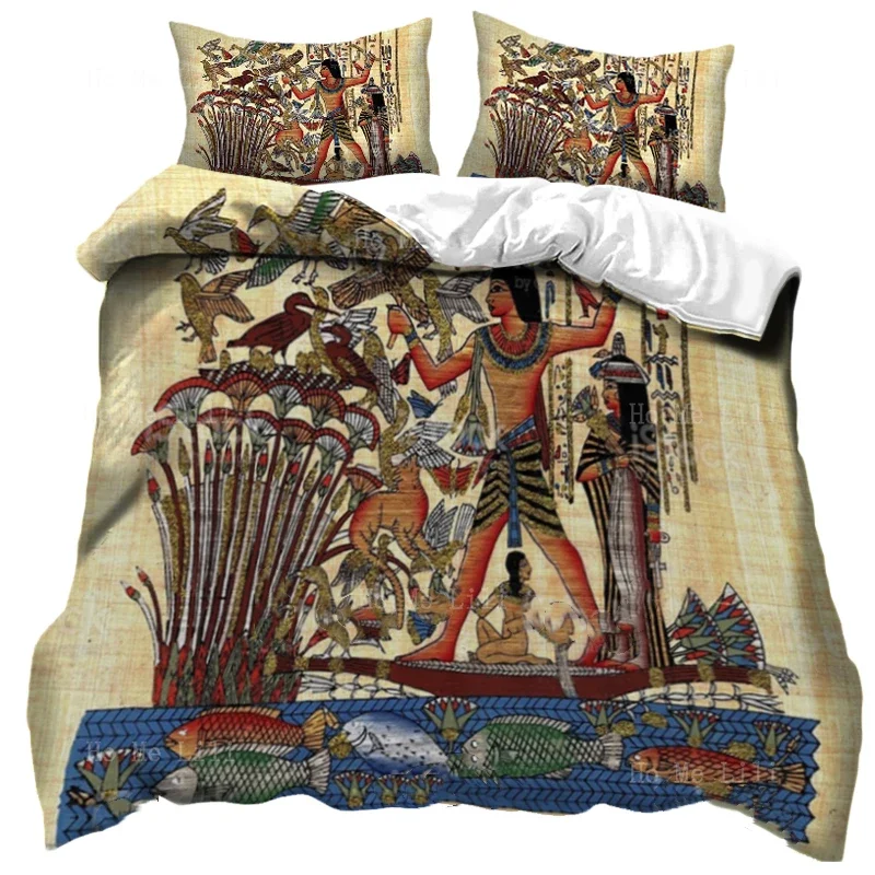 Papyrus Egypt Goddess Afterlife Beauty Paganism Animal Eye Hieroglyphics Mystery Art Mummified Pyramid Duvet Cover By Ho Me Lili