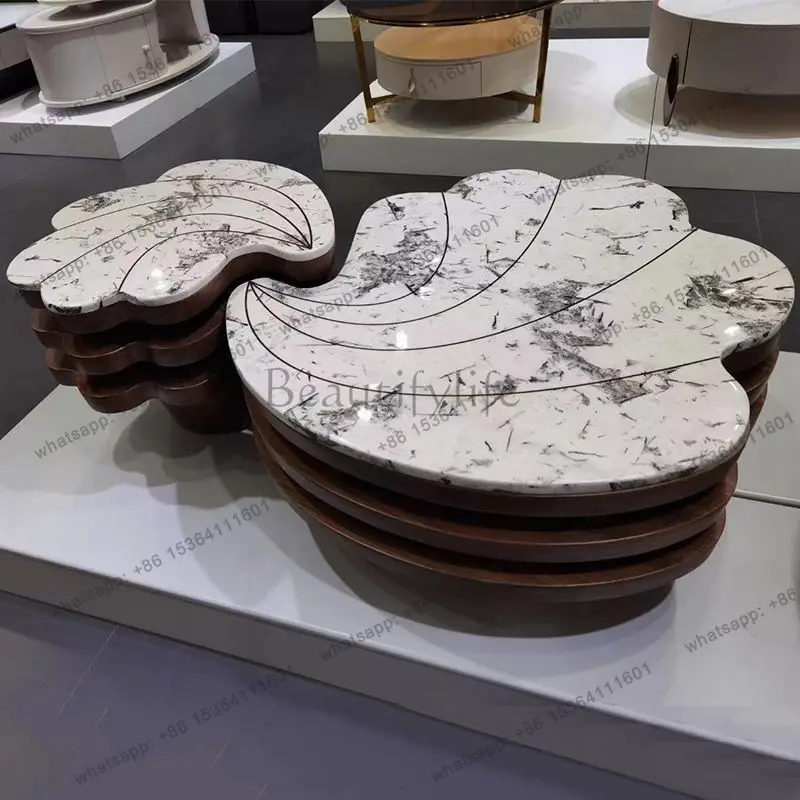 YJ Light luxury Italian coffee table natural living room high-end modern home high-end office rock slab size coffee table