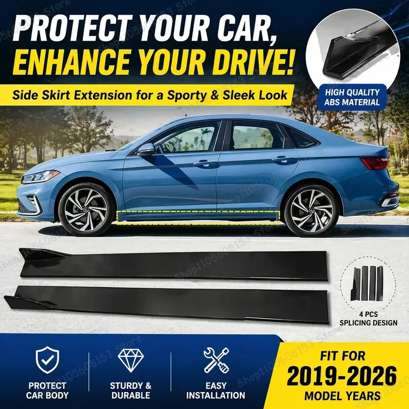 For VW Bora Polo Tiguan Jetta Passat B5 B6 B7 Golf Universal Side Skirt Extensions Rocker Panels Diffuser Winglets
