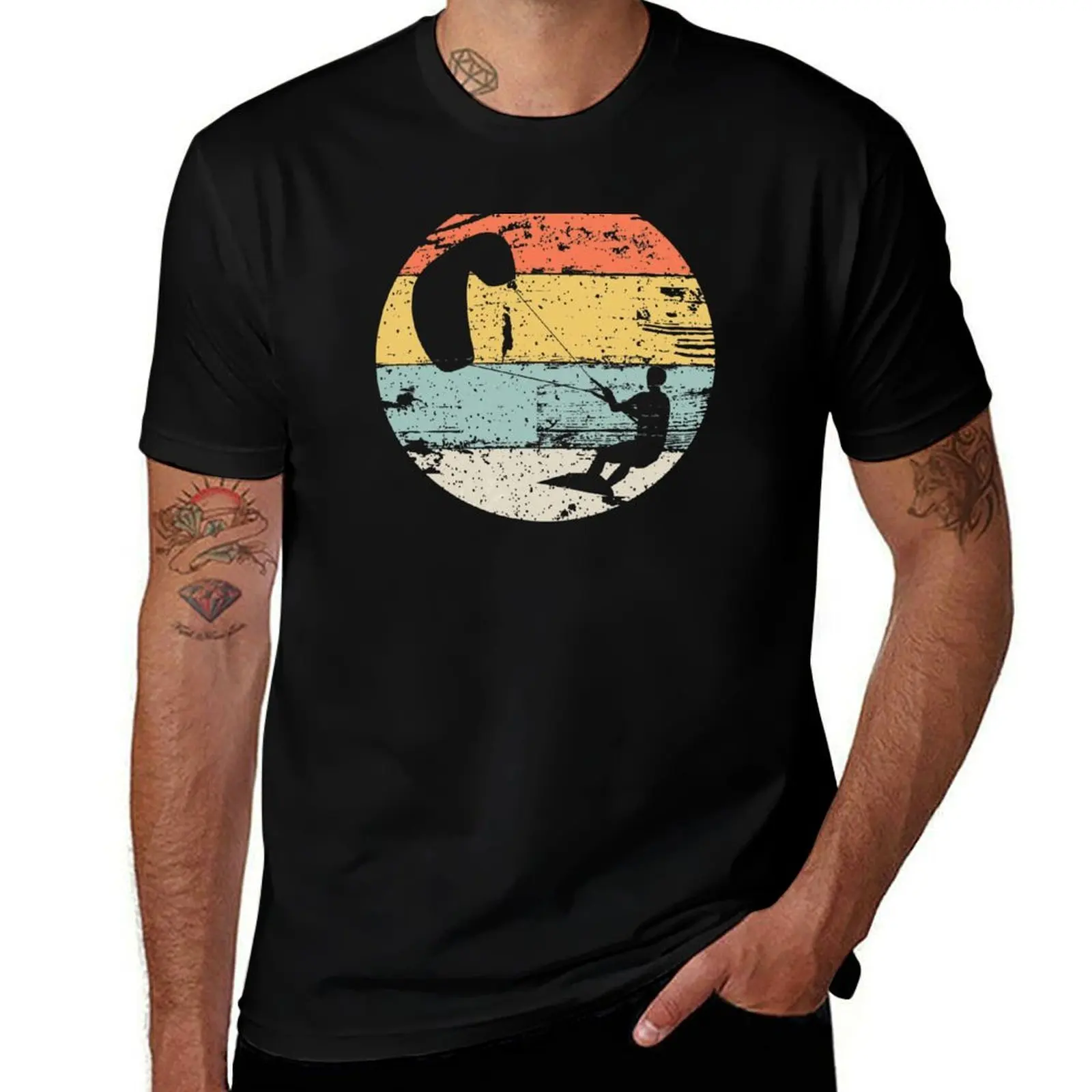 Kite Boarding Kiteboarder Retro Vintage Look Gift T-Shirt Fashion Letter Print T-Shirt