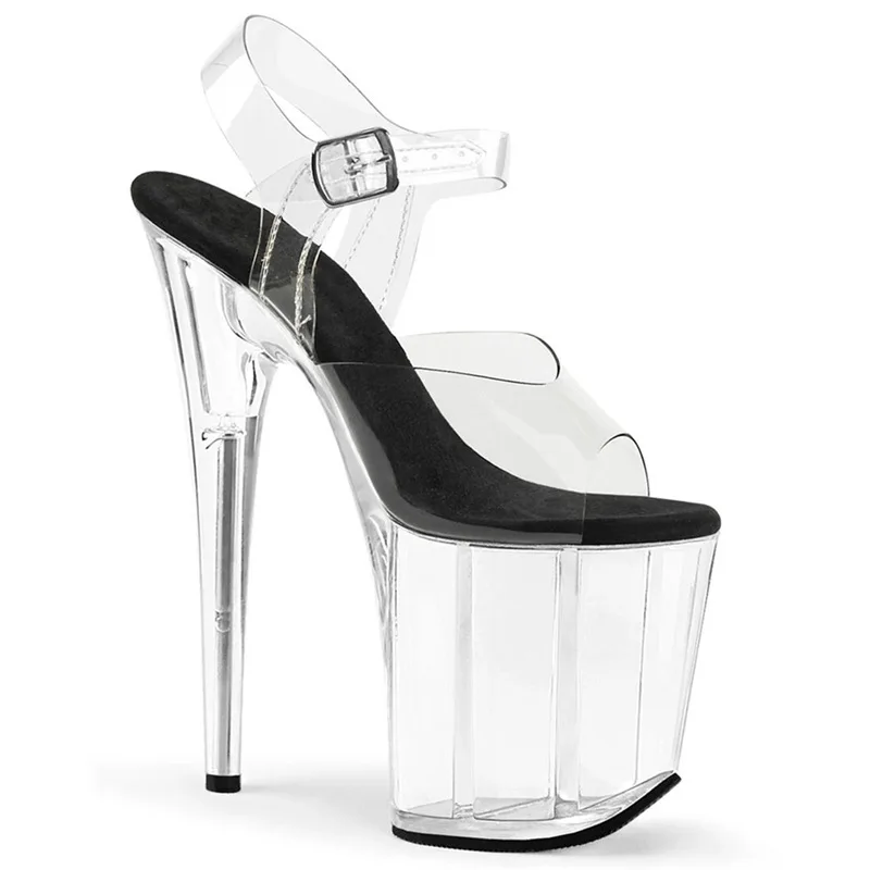 Sexy Red High Heels Crystal Large Size Platform Sandals Shoes 8 Inch Nightclub Pole Dance Women's Goth Elegant 20CM Open Toe