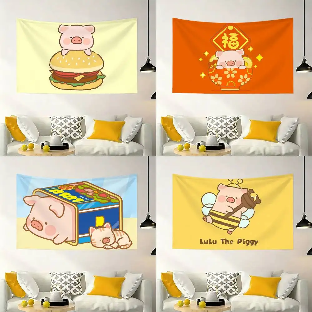 Cute LuLu piggy Flag Outdoor Decorations for Bedrooms Home Decor Items Decoration Banners