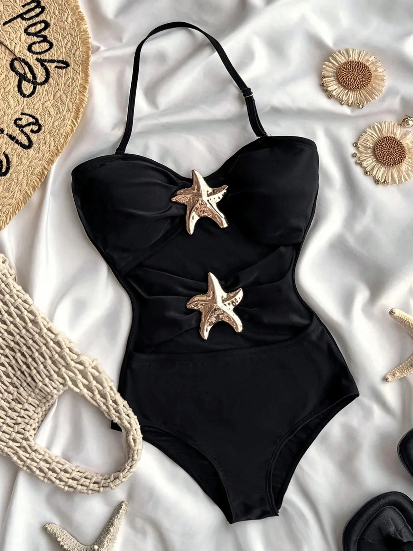 Girls One Piece Swimsuit Solid Color Star Cutout Children Swimwear Kids Bathing Suit for Girls 7-16 Years Rash Guard Beachwear