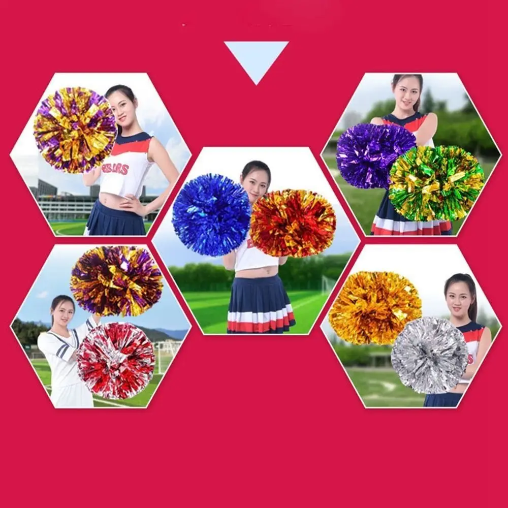 High Quality 25cm Game Pom Poms PET Multicolors Cheering Ball Come On Props Cheap Practical Cheerleading Club Supplies