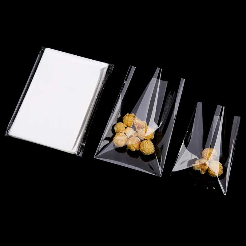 100pcs Transparent Flat Open Top Candy Bag OPP Plastic Bag Lollipop Packing Cookies Packaging Wedding Party Small Gift Bags