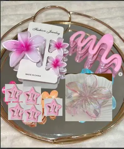 10pcs/set Sweet Gradient Flower Wave Star Hair Clips Claw Clamp Hairpin Women Beach Barrette Hairpin Summer Hair accessories image 5
