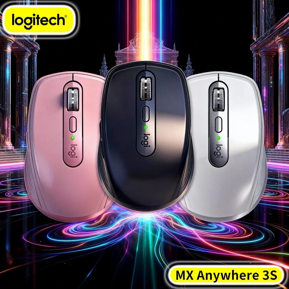 High-Performance Logitech MX Anywhere 3S Mouse - 8000 DPI, Hyper-Scroll, Silent Click, USB-C Charging For Campus Office Work