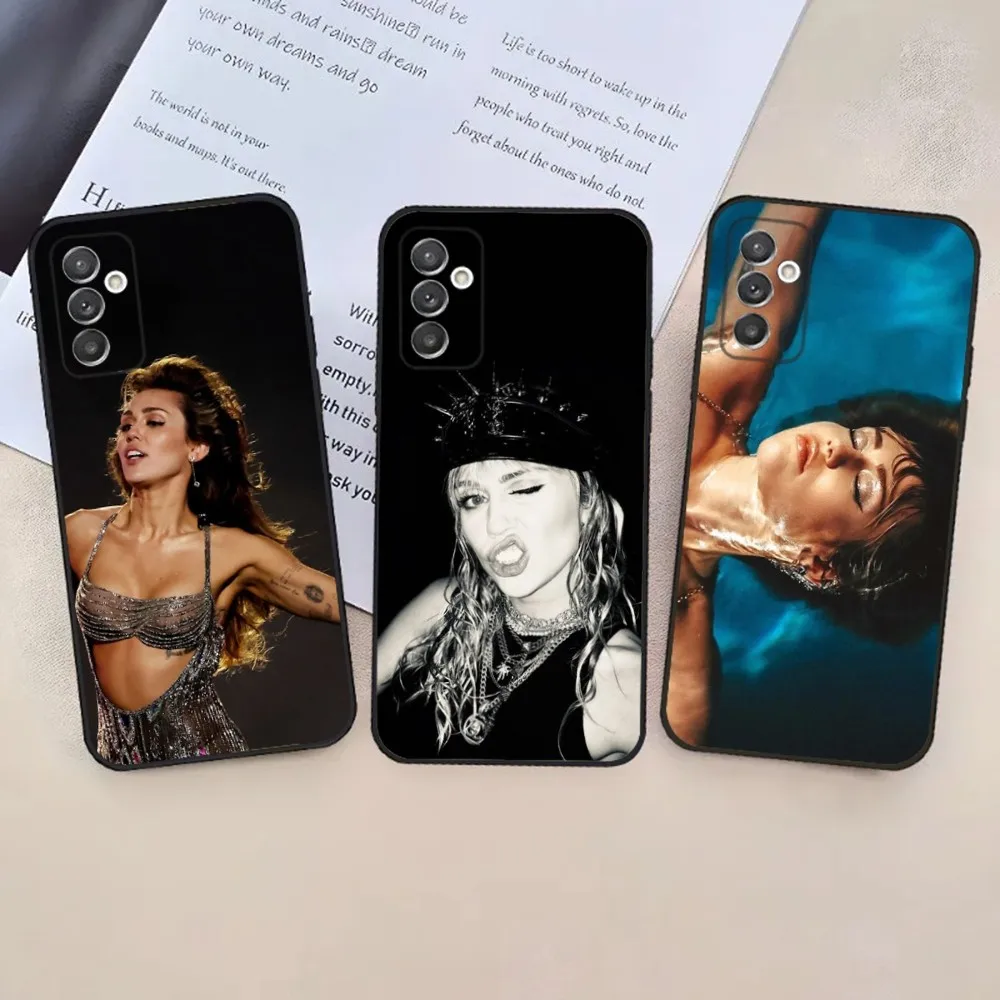 Singer M-Miley C-Cyrus Phone Case For Samsung S24,23,22,30,21,10,9,Ultra,Plus,Lite,FE,5G Black Soft Case