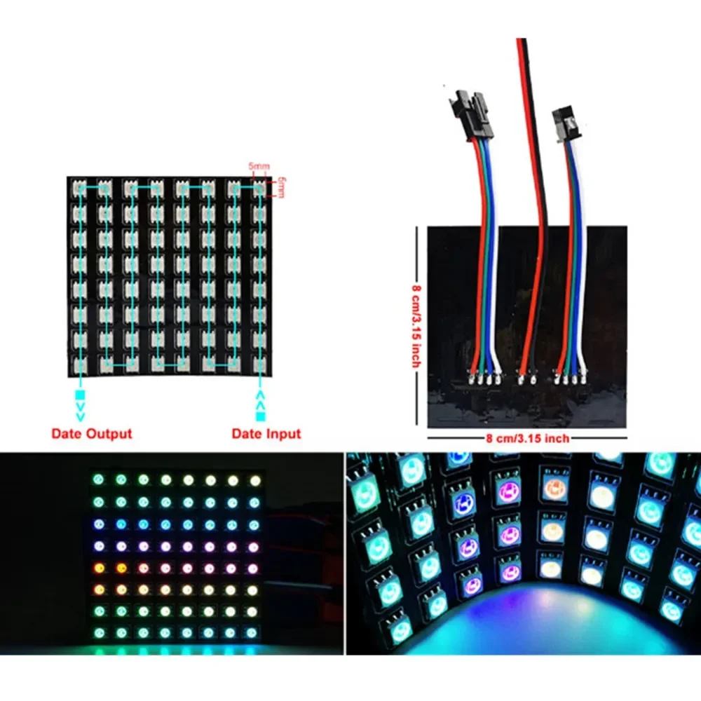 DC5V 12V WS2815 WS2812B RGB LED Pixels Panel WS2812 Screen Digital Programmed Individually addressable Full Color Display Board