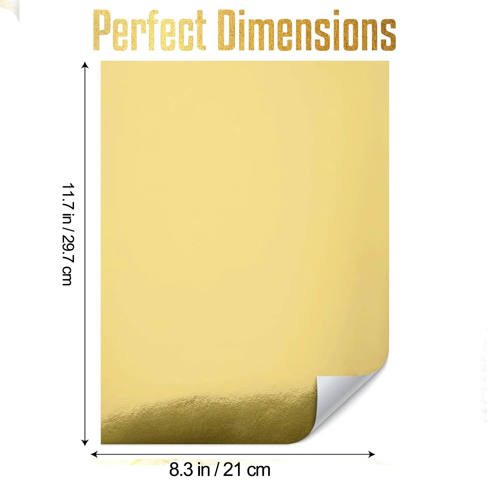 Tamaño A4, 20 hojas de papel metálico dorado con espejo altamente reflectante, coche pulido con espejo de un solo lado de 8,3 × 11,7 pulgadas