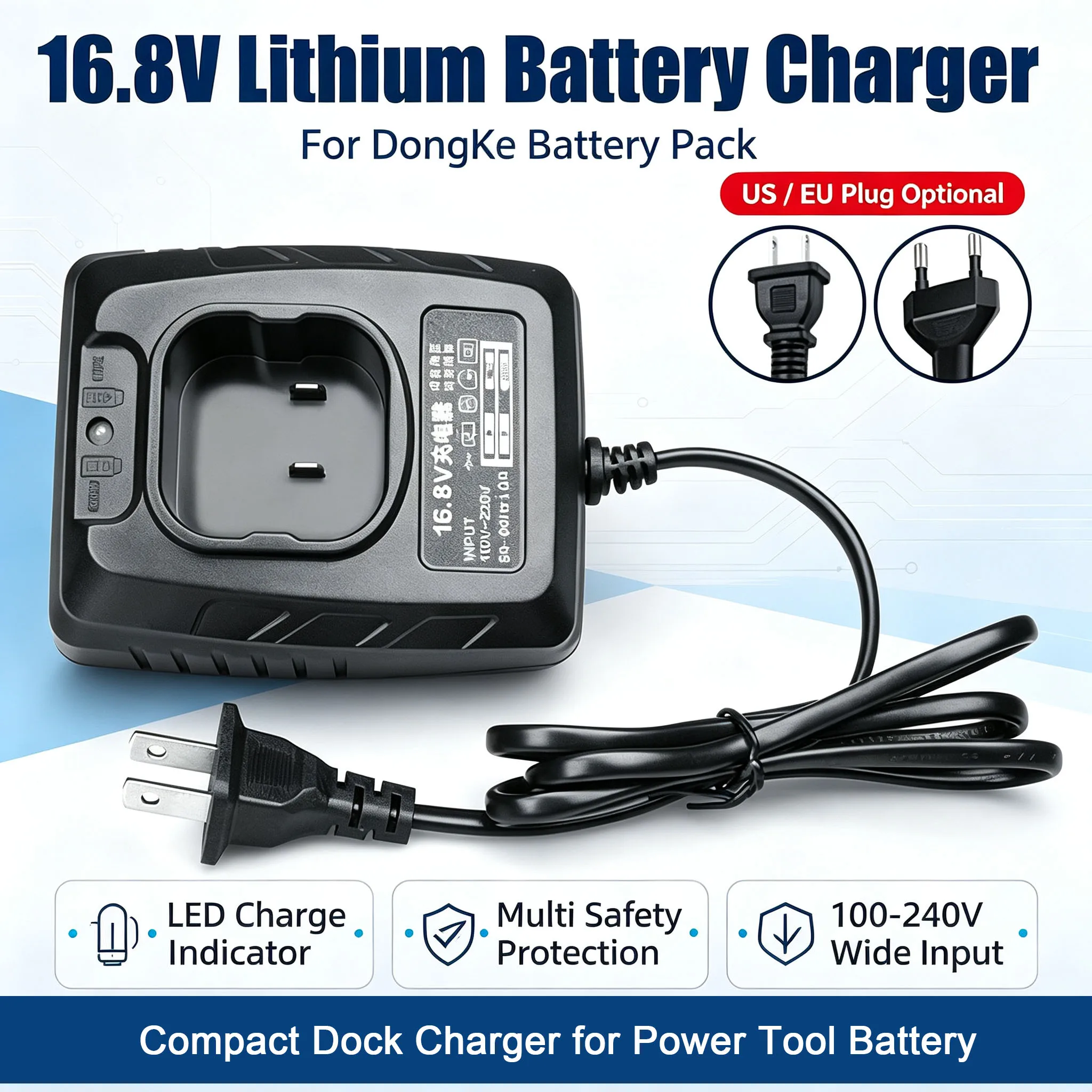 For DongKe 16.8V Lithium Battery Charger Square Base Dedicated Electric Charger 18V Lithium Battery Electric Tool Base Charging