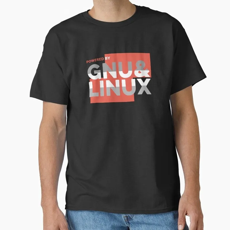 Powered by GNU & Linux Operating System Graphic T‑Shirt Short Sleeve Tees Geek IT Developer Fan Gift Streetwear S-6XL