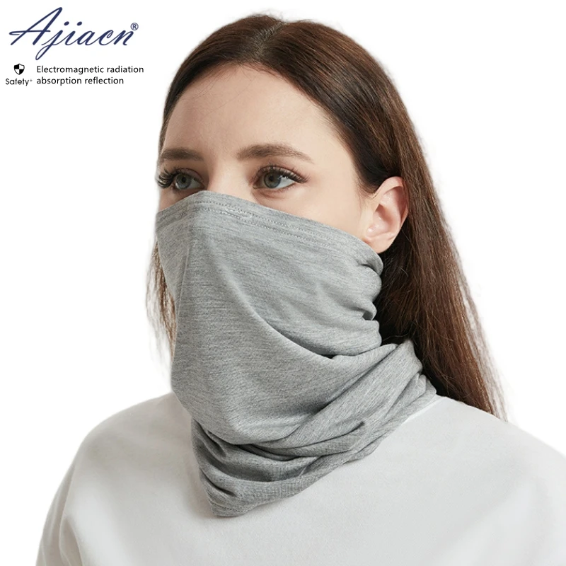 Electromagnetic radiation protective 100% silver fiber lining scarf cover Computer, Cell phone EMF shielding soft face masks