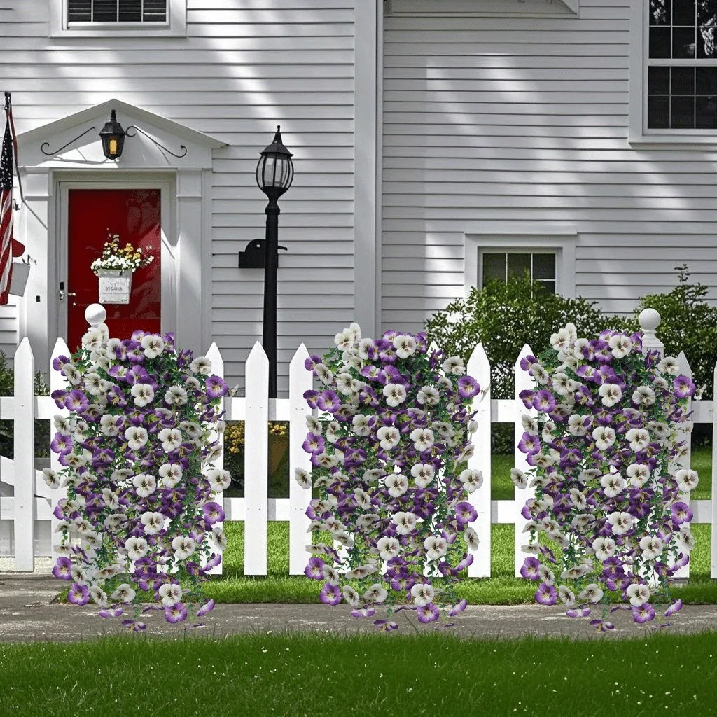 1/2 Stück violette künstliche Blumenranken, 75 cm, künstliche Pflanze zum Aufhängen an der Wand für Zuhause, Zimmer, Garten, Hochzeit, Dekoration, Blumenkorb – Detail 3