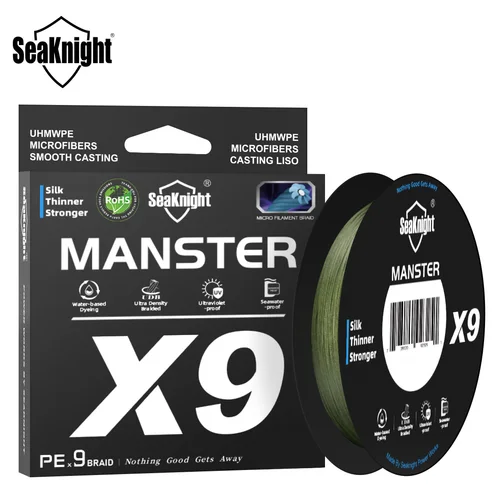 SeaKnight marca MANSTER X9 serie 9 hebras línea de pesca trenzada 500M anti-UV color mejorado 2024 nuevas líneas de pesca de PE