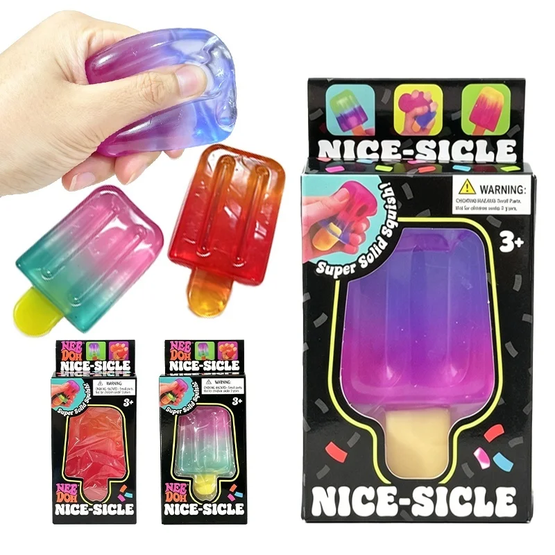 Needoh ice lolly Sensory Stress Reliever Fidget Toy TPR Non-toxic Transparent Squeeze Stretch Toy For Adults Office Relax Gift