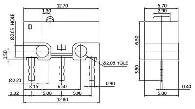 30 peças taiwan zippy micro interruptor de viagem interruptor de mouse 3a com alça dobrada pressionando três pinos DM-03S-2P-Z