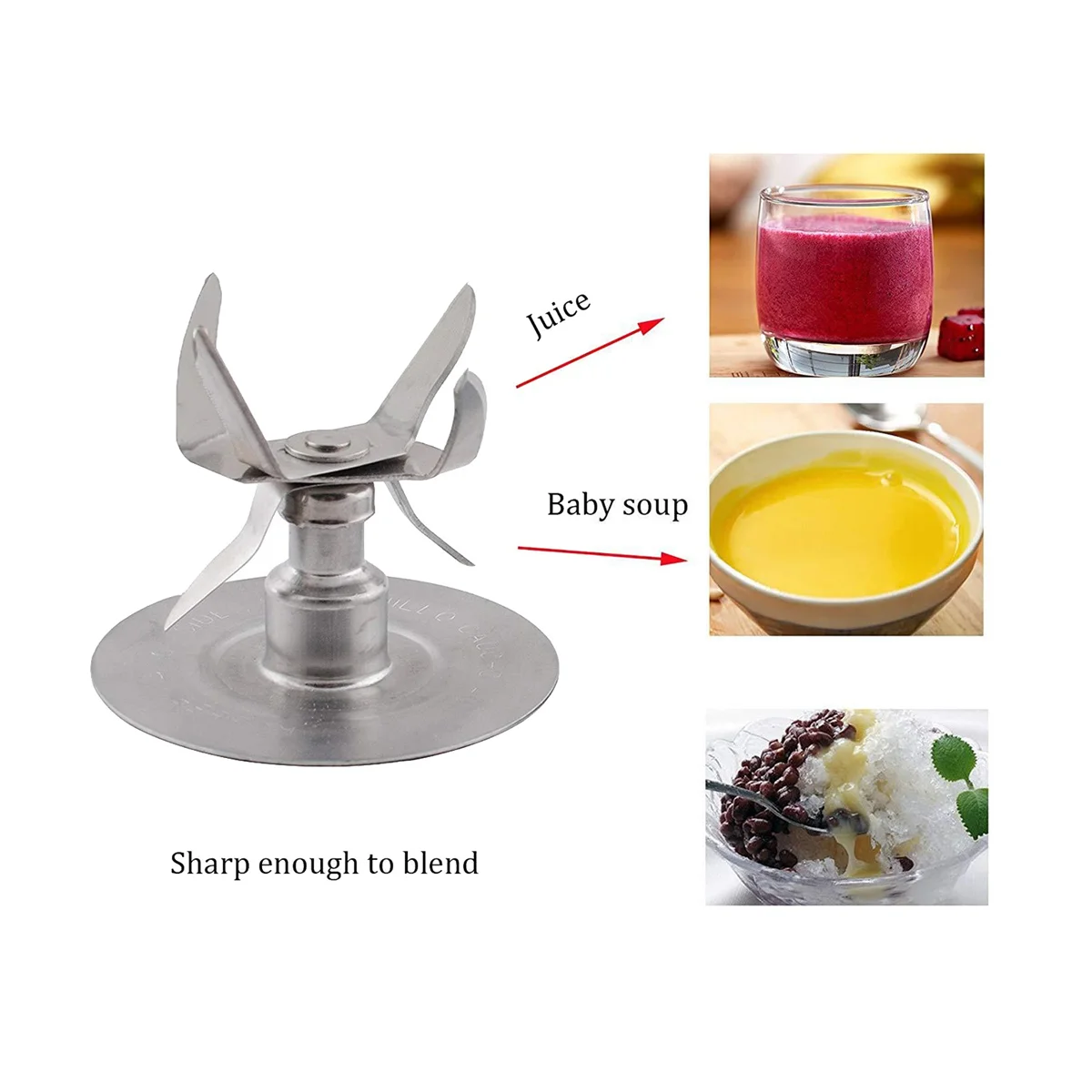 ใบมีดเครื่องปั่นพร้อมการเปลี่ยนข้อต่อสําหรับชิ้นส่วน Oster Osterizer, ใบมีดฟิวชั่น 6 จุดพร้อมชุดข้อต่อ HOT